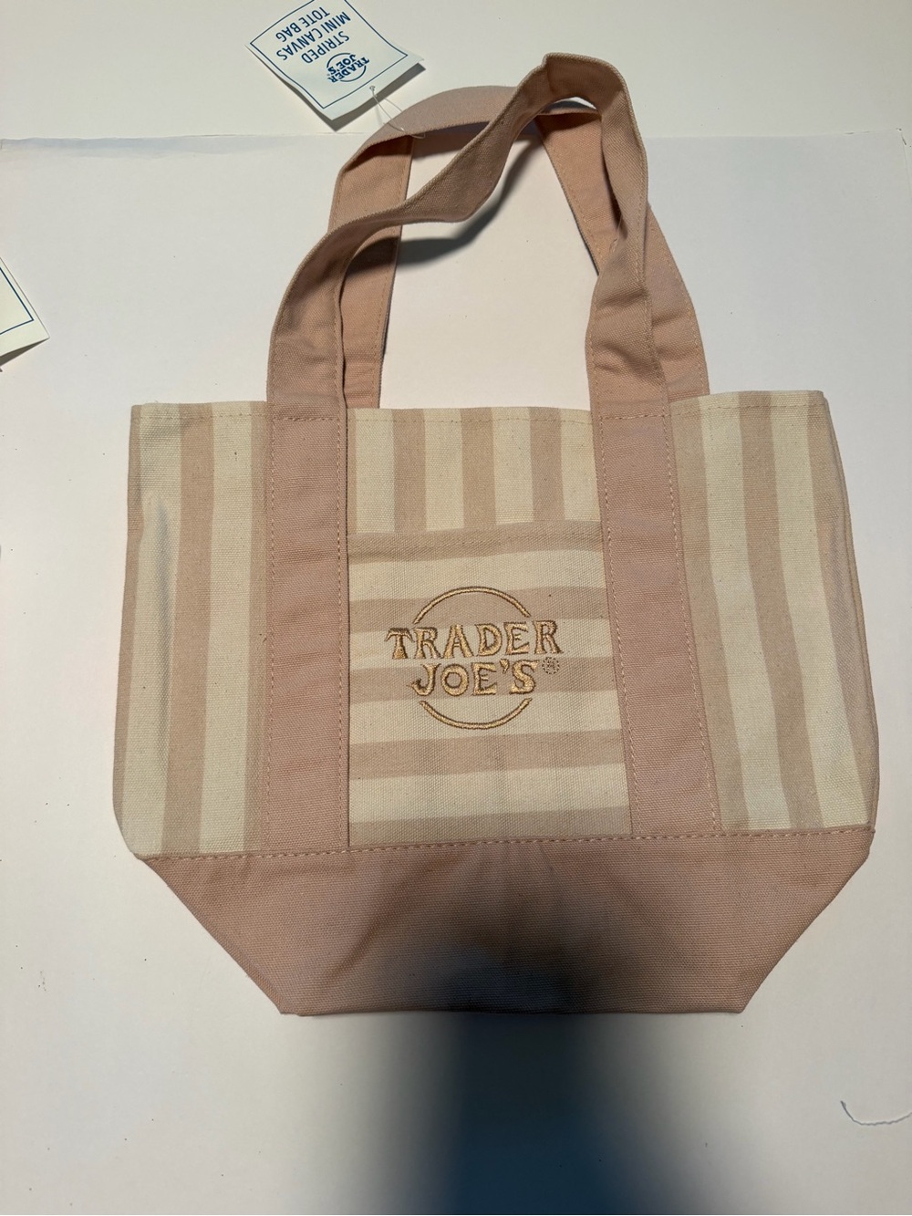 Tan Stripe Trader Joes Mini Tote - Limited Edition